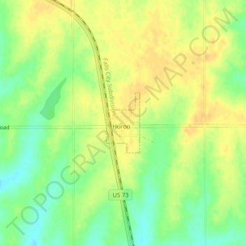 Huron topographic map, elevation, terrain
