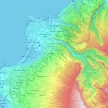 La Possession topographic map, elevation, terrain