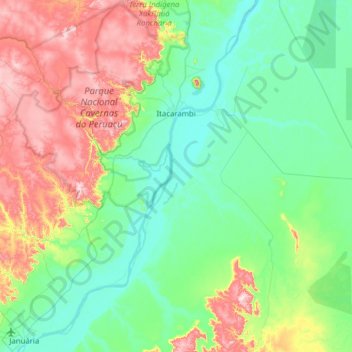 Itacarambi topographic map, elevation, terrain