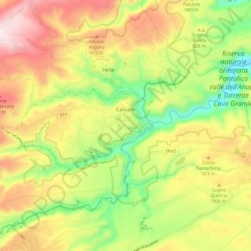 Cassaro topographic map, elevation, terrain