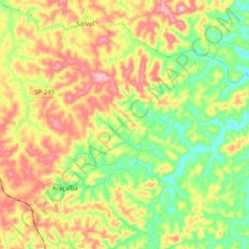 Araçaíba topographic map, elevation, terrain