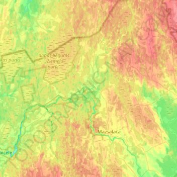 Mazsalaca county topographic map, elevation, terrain