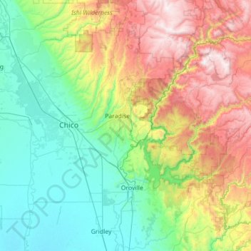 Butte County topographic map, elevation, terrain