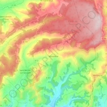 Montmiral topographic map, elevation, terrain
