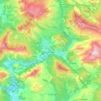 Castellane topographic map, elevation, terrain