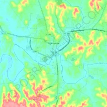 Fayetteville topographic map, elevation, terrain