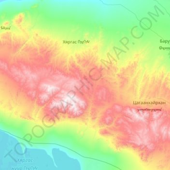 Hyargas topographic map, elevation, terrain