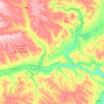Roosevelt County topographic map, elevation, terrain