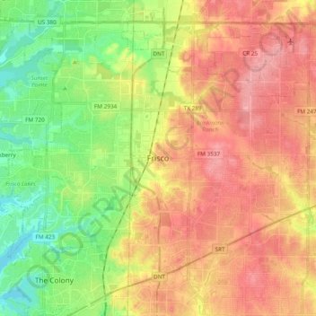 Frisco topographic map, elevation, terrain