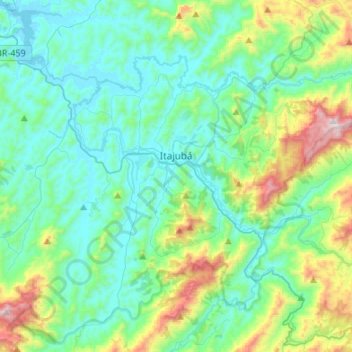 Itajubá topographic map, elevation, terrain