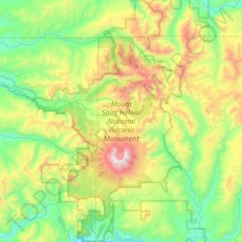 Mount Saint Helens National Volcanic Monument topographic map, elevation, terrain