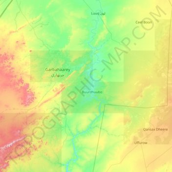 Garbaharey District topographic map, elevation, terrain