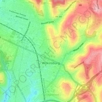 Wilkinsburg topographic map, elevation, terrain