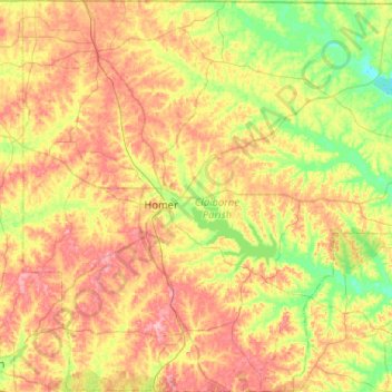 Claiborne Parish topographic map, elevation, terrain