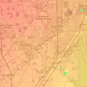 Brownstown Charter Township topographic map, elevation, terrain