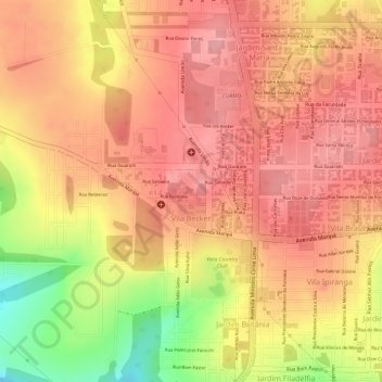 Vila Becker topographic map, elevation, terrain