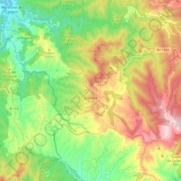 Granera topographic map, elevation, terrain