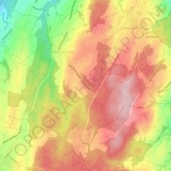 Villars-Tiercelin topographic map, elevation, terrain