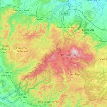 Harz (LK Goslar) topographic map, elevation, terrain