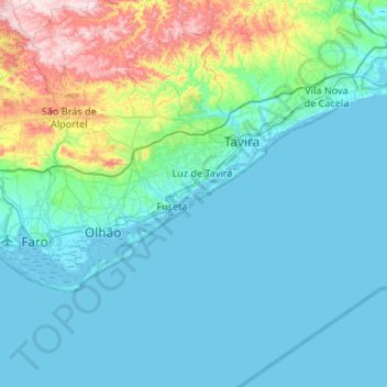 Ria Formosa Nature Park topographic map, elevation, terrain