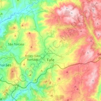 Fafe topographic map, elevation, terrain