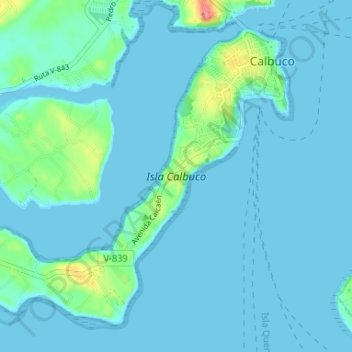 Isla Calbuco topographic map, elevation, terrain
