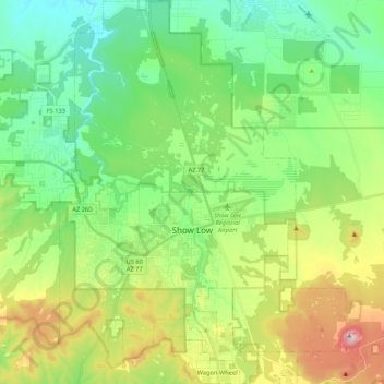 Show Low topographic map, elevation, terrain