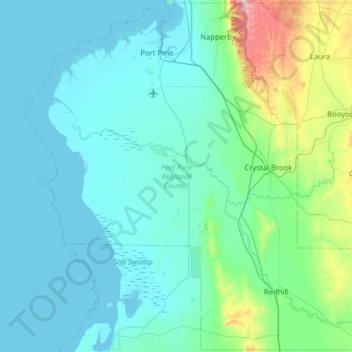 Port Pirie Regional Council topographic map, elevation, terrain