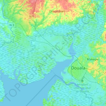 Douala IV topographic map, elevation, terrain
