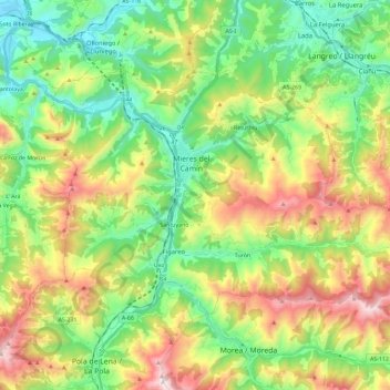 Mieres topographic map, elevation, terrain