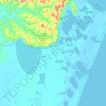 Osório topographic map, elevation, terrain