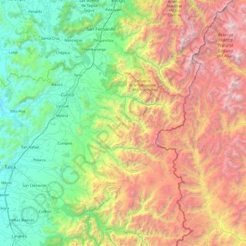 Provincia de Curicó topographic map, elevation, terrain