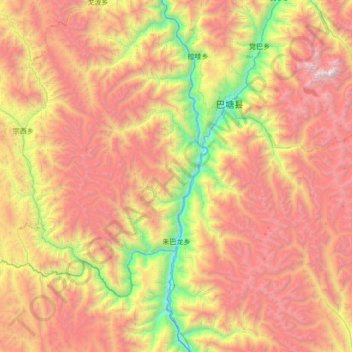 朱巴龙乡 topographic map, elevation, terrain