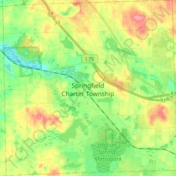 Springfield Charter Township topographic map, elevation, terrain