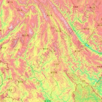 Pu’er topographic map, elevation, terrain
