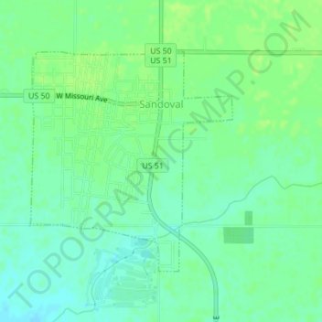 Sandoval topographic map, elevation, terrain