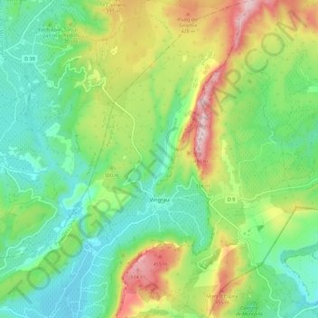 Vingrau topographic map, elevation, terrain