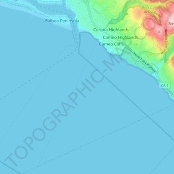 Corona del Mar topographic map, elevation, terrain