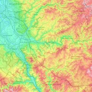 Rhein-Sieg-Kreis topographic map, elevation, terrain