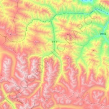 中亦乡 topographic map, elevation, terrain