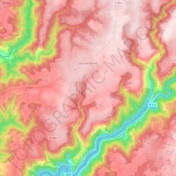 Lacroix-Barrez topographic map, elevation, terrain