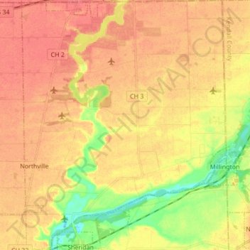 Northville Township topographic map, elevation, terrain