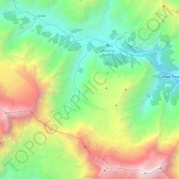 Manang topographic map, elevation, terrain