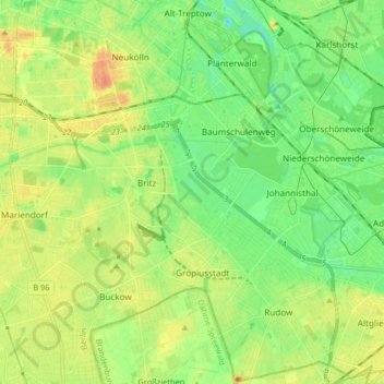 Neukölln topographic map, elevation, terrain