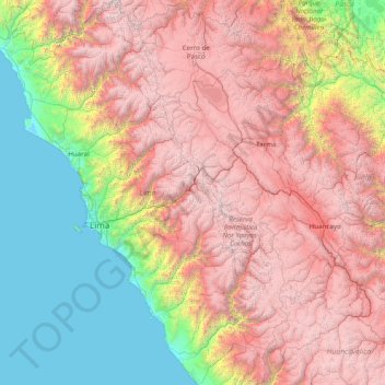 Lima topographic map, elevation, terrain