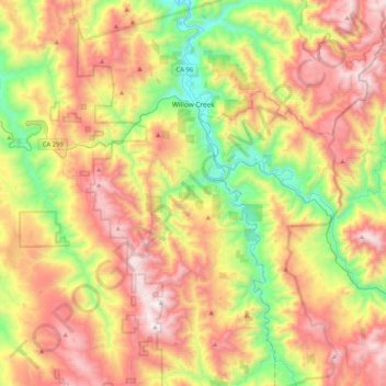 Willow Creek topographic map, elevation, terrain