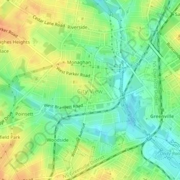 City View topographic map, elevation, terrain