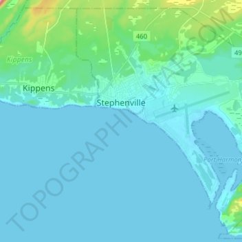 Stephenville topographic map, elevation, terrain