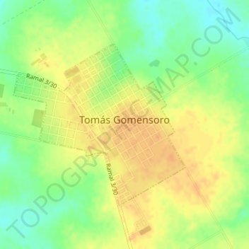 Tomás Gomensoro topographic map, elevation, terrain