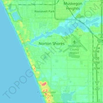 Norton Shores topographic map, elevation, terrain